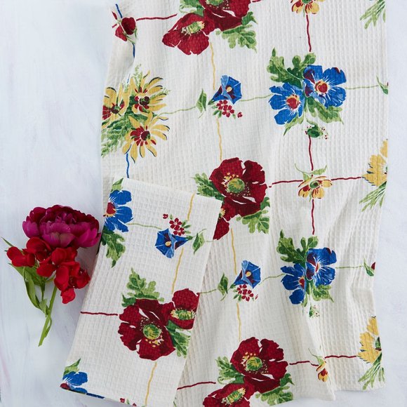 April Cornell Tea Towel Poppy Patch NWT - Picture 2 of 2